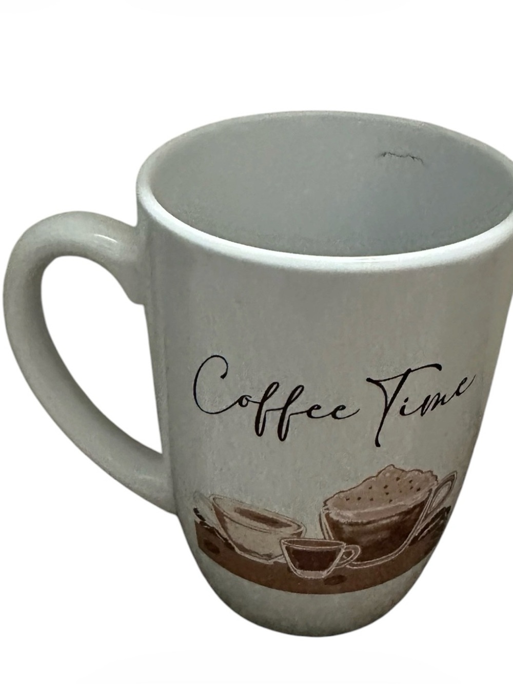 Royal Norfolk White Ceramic Mug with Brown Coffee Illustration
